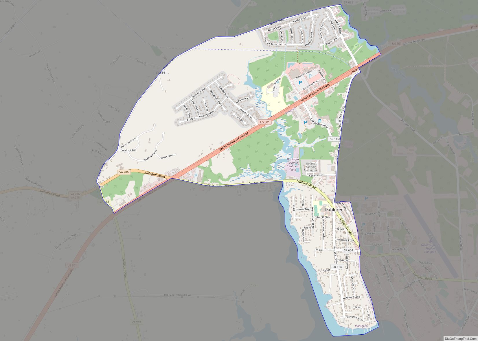 Map of Dahlgren CDP, Virginia