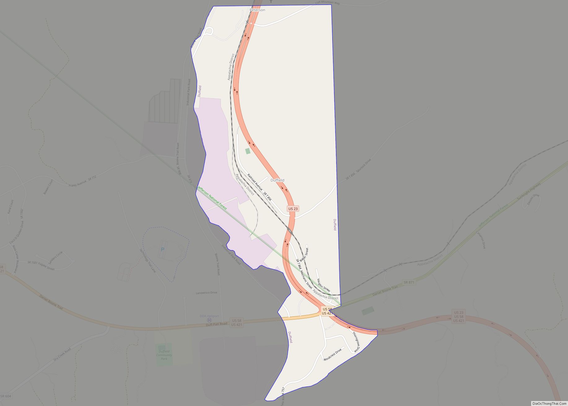 Map of Duffield town