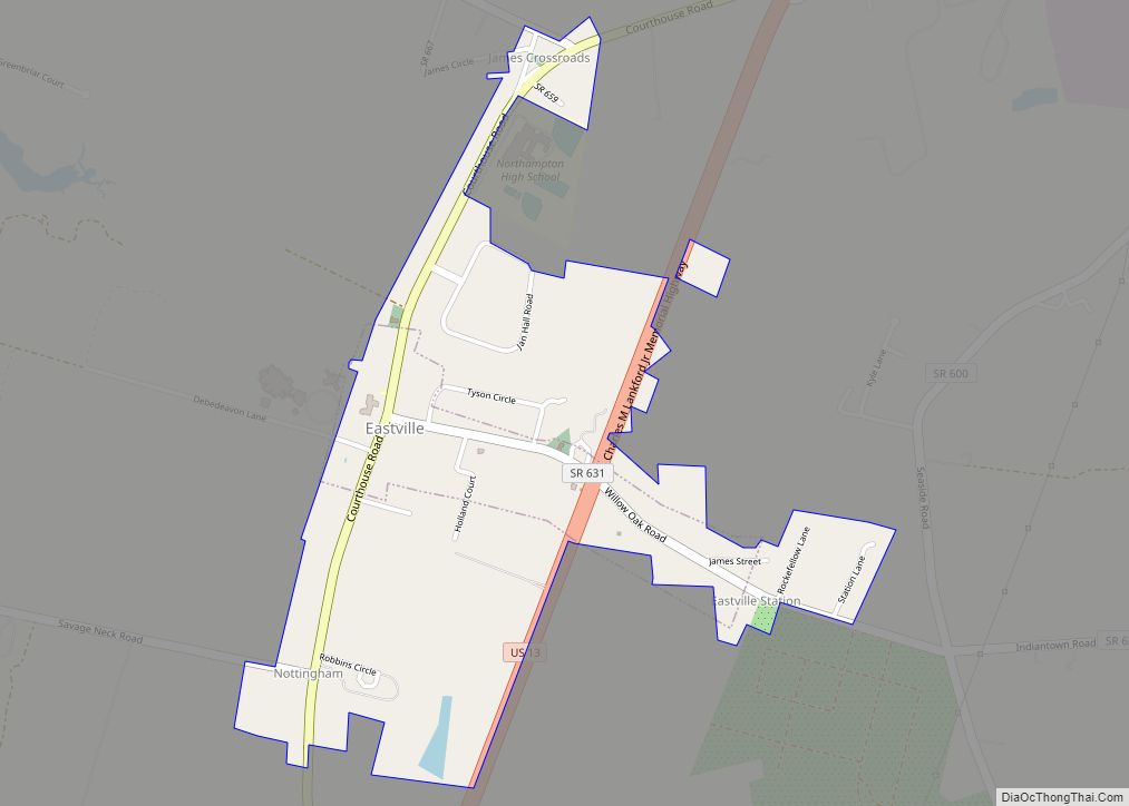 Map of Eastville town