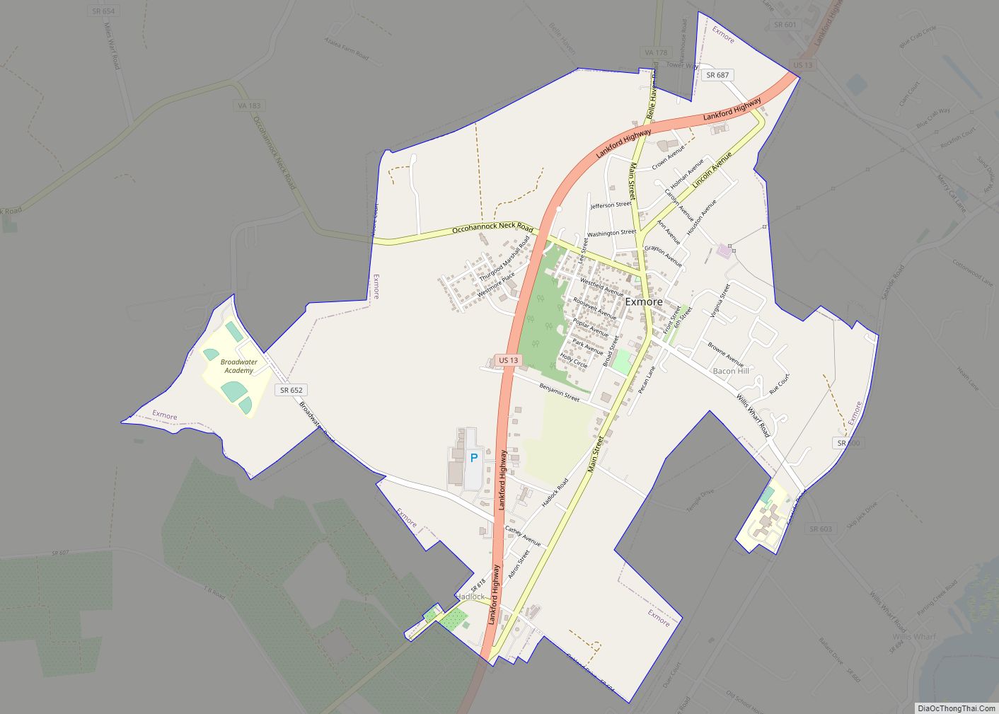 Map of Exmore town