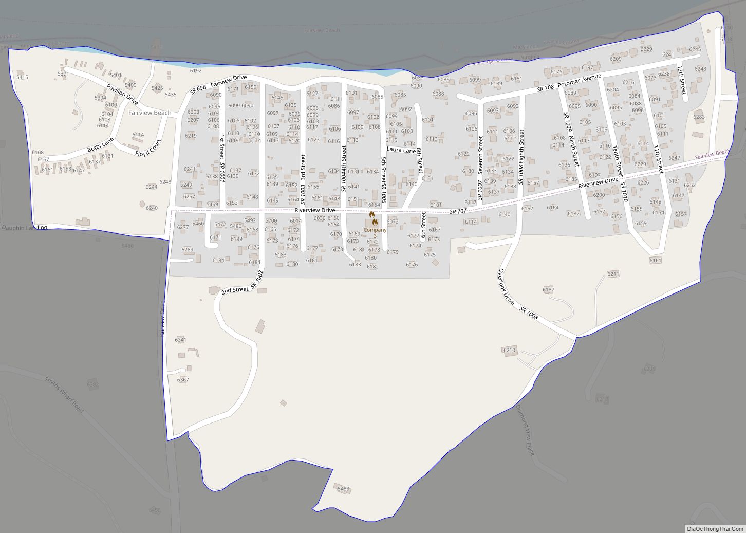 Map of Fairview Beach CDP
