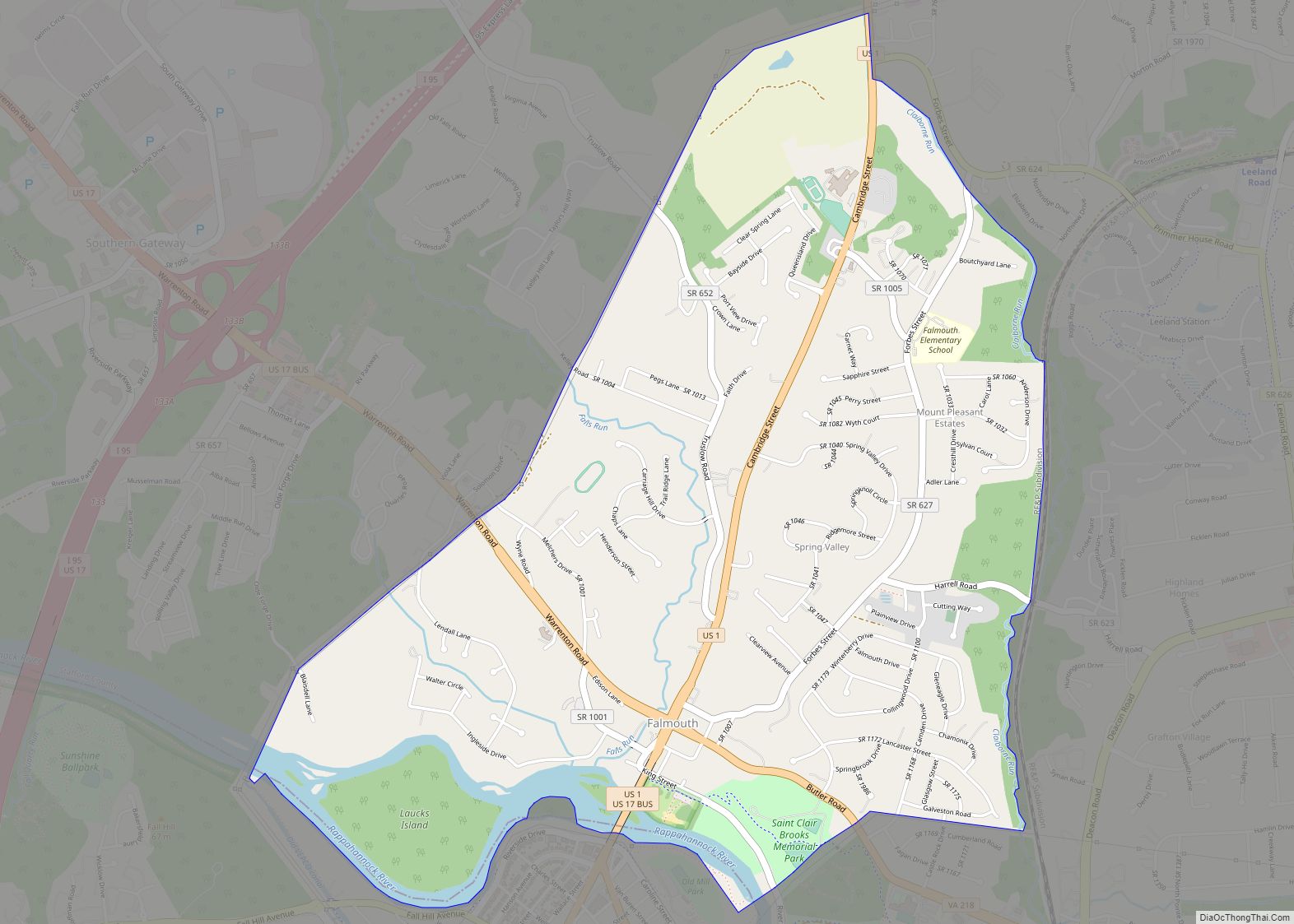 Map of Falmouth CDP, Virginia