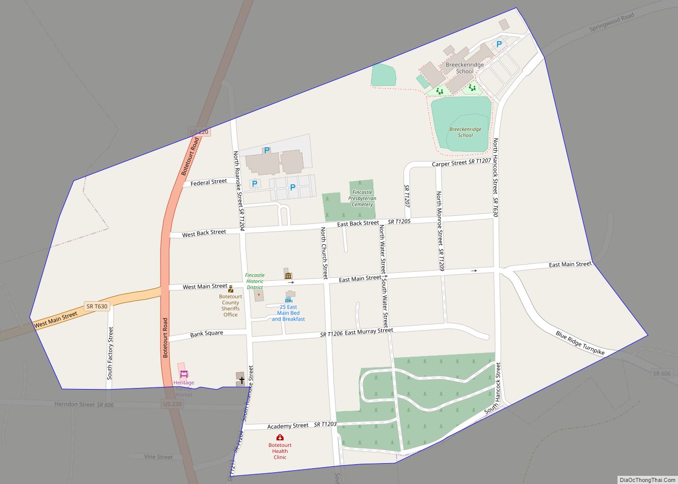 Map of Fincastle town, Virginia