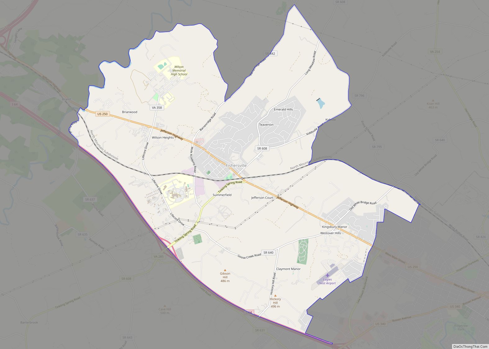 Map of Fishersville CDP