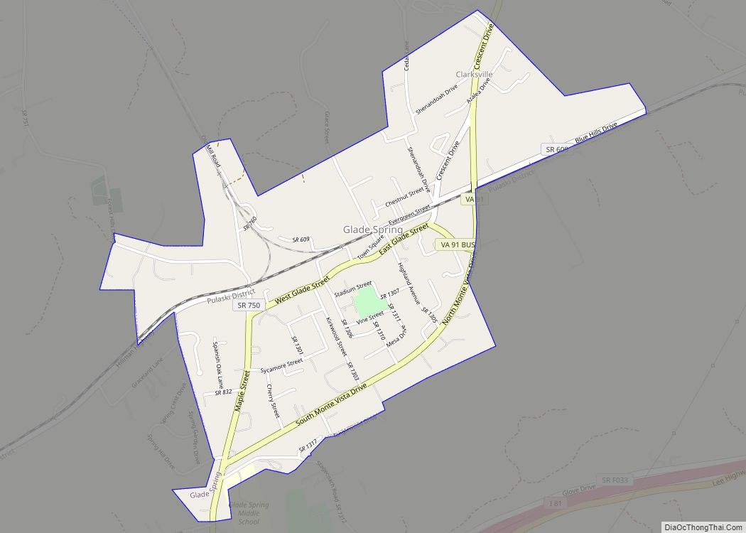 Map of Glade Spring town
