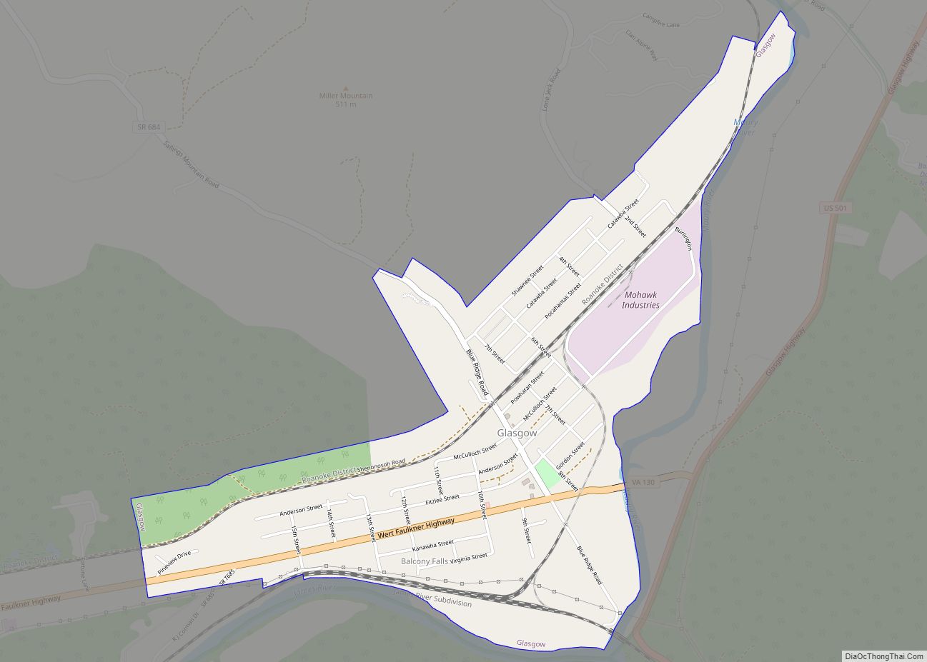Map of Glasgow town, Virginia