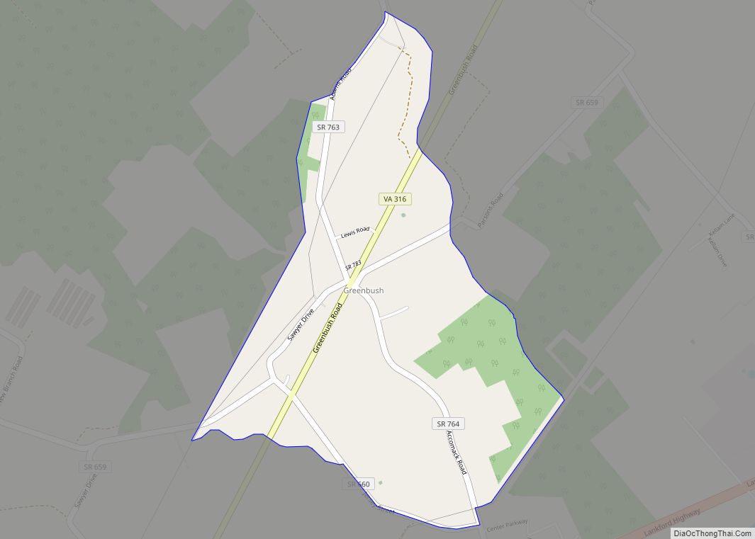 Map of Greenbush CDP, Virginia