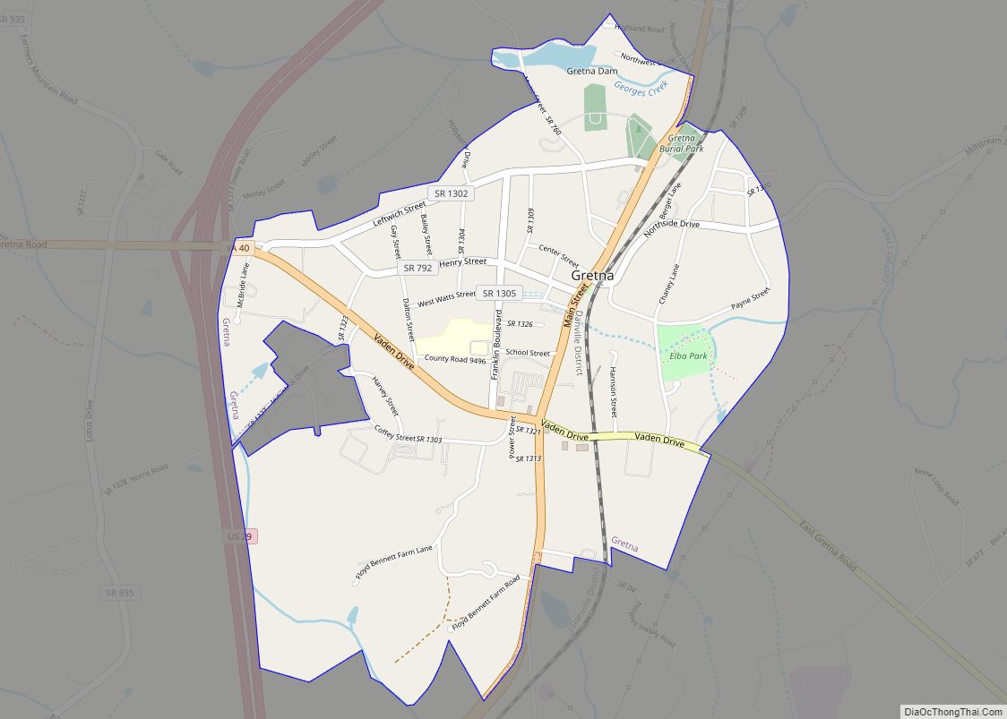 Map of Gretna town, Virginia