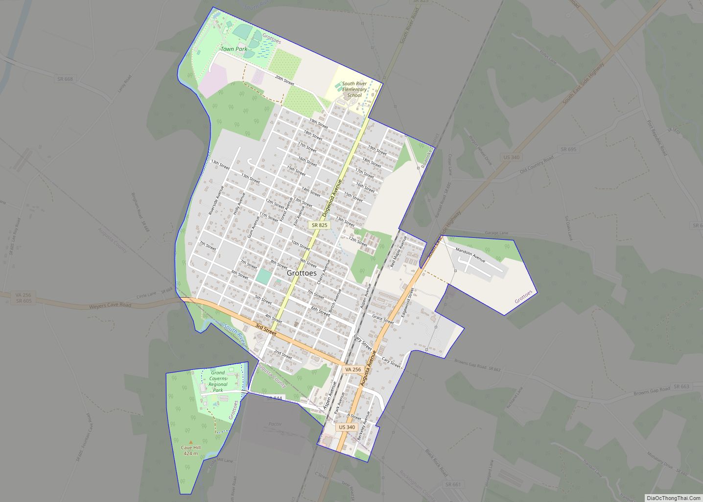 Map of Grottoes town