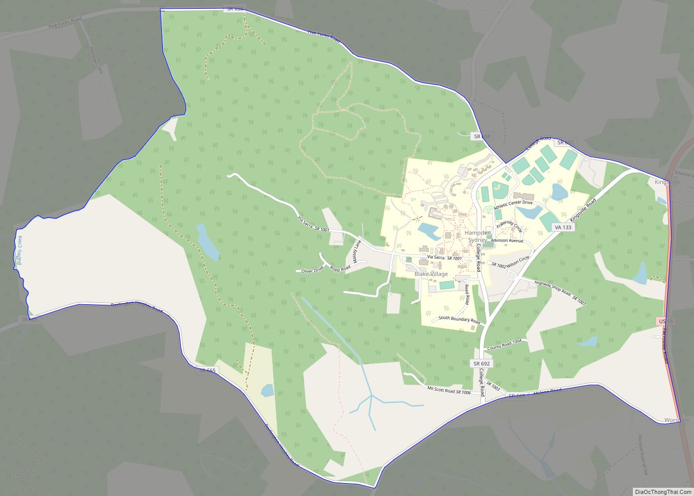 Map of Hampden-Sydney CDP