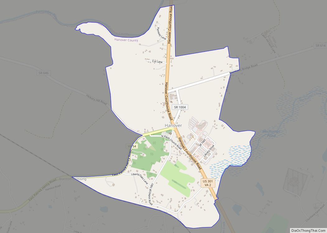 Map of Hanover CDP, Virginia