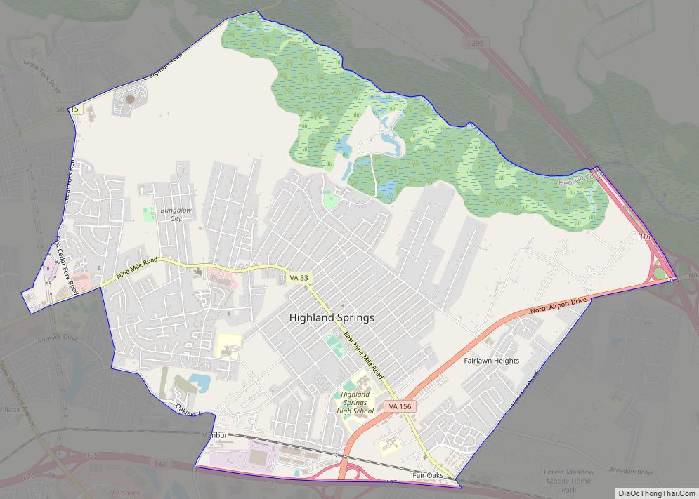 Map of Highland Springs CDP