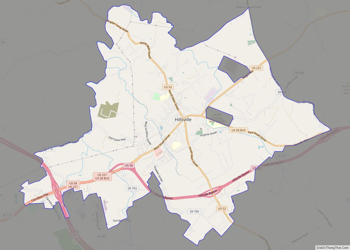 Map of Hillsville town