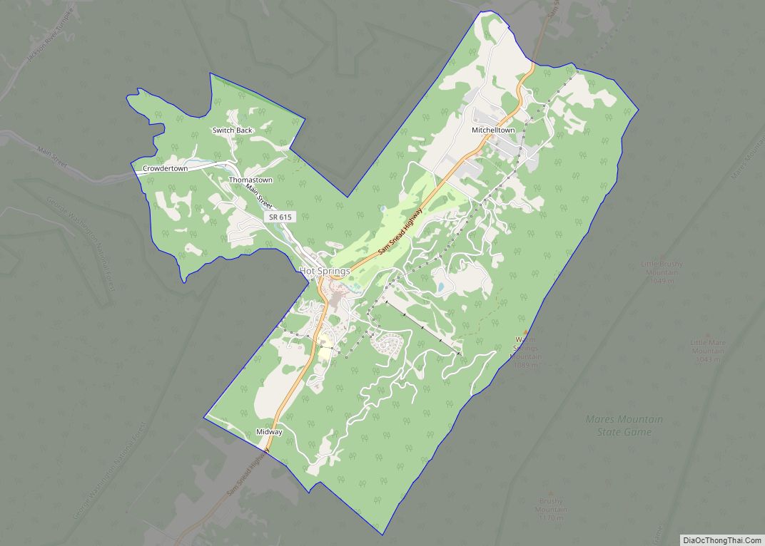 Map of Hot Springs CDP, Virginia