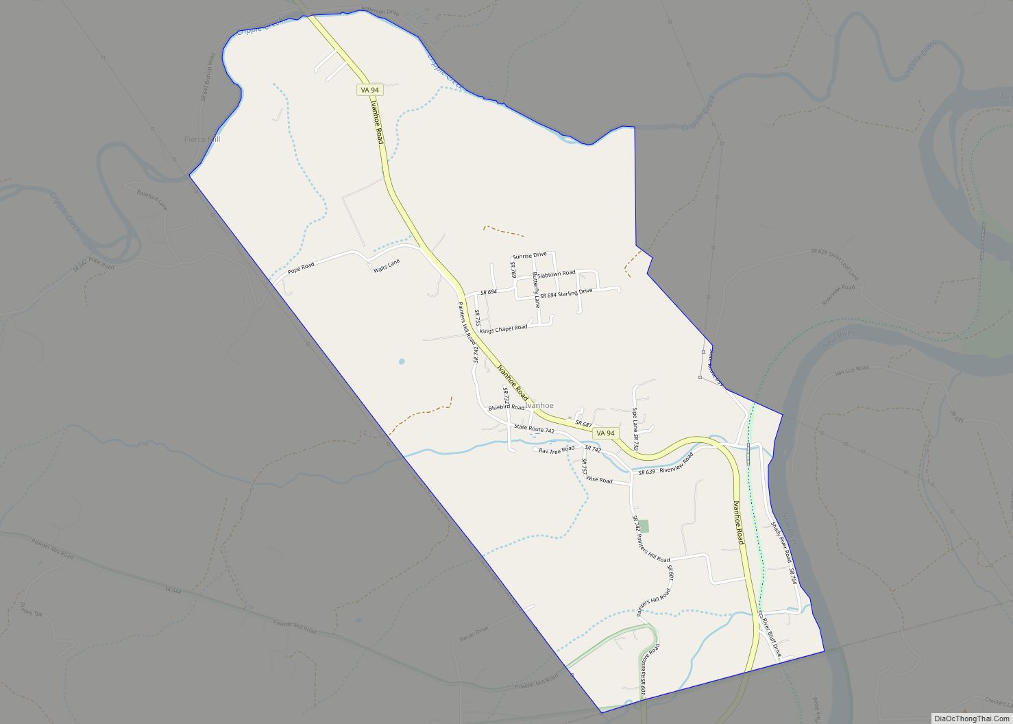 Map of Ivanhoe CDP, Virginia