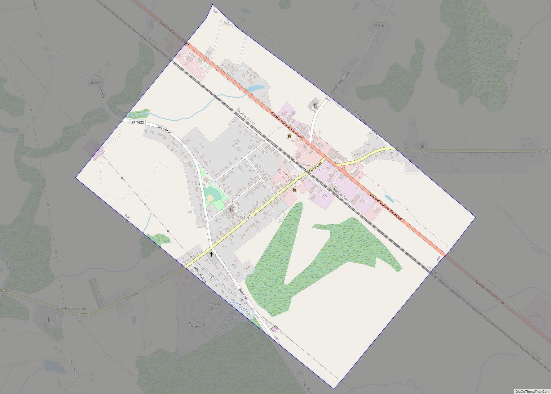 Map of Ivor town