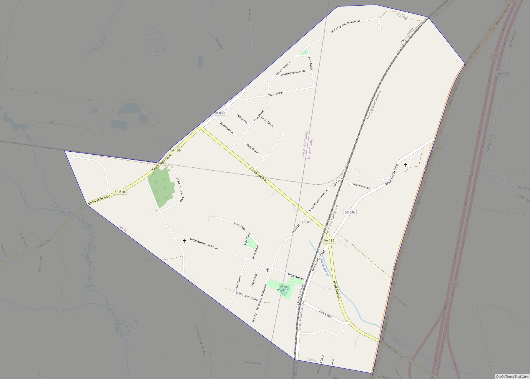Map of Jarratt town