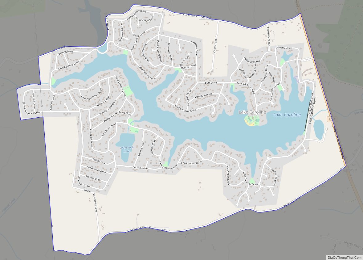 Map of Lake Caroline CDP