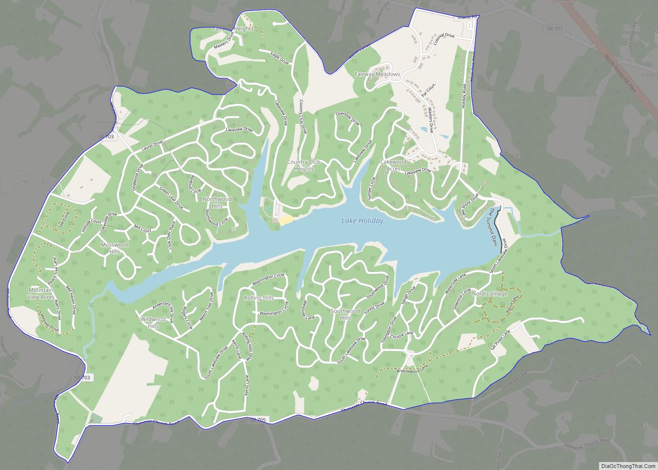 Map of Lake Holiday CDP, Virginia