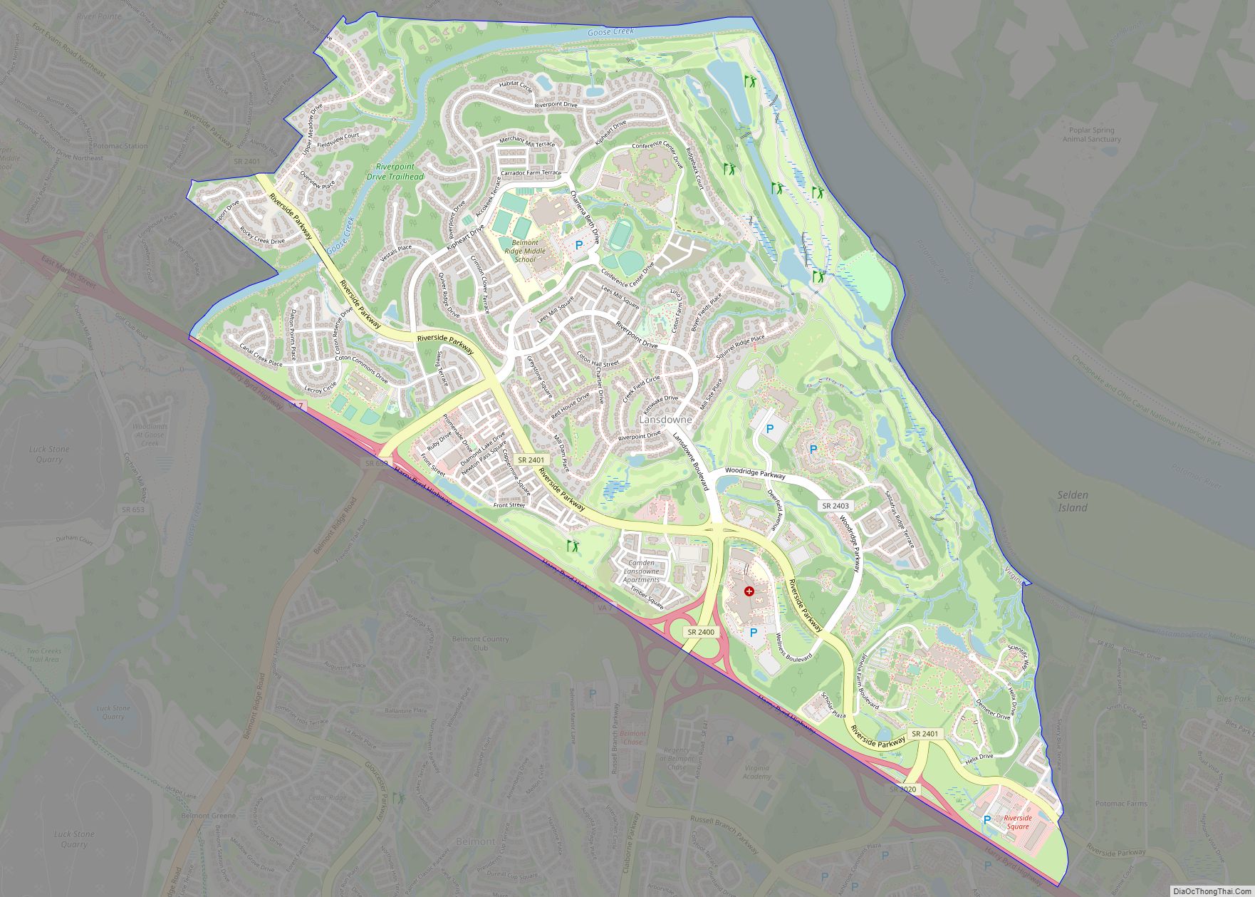 Map of Lansdowne CDP, Virginia