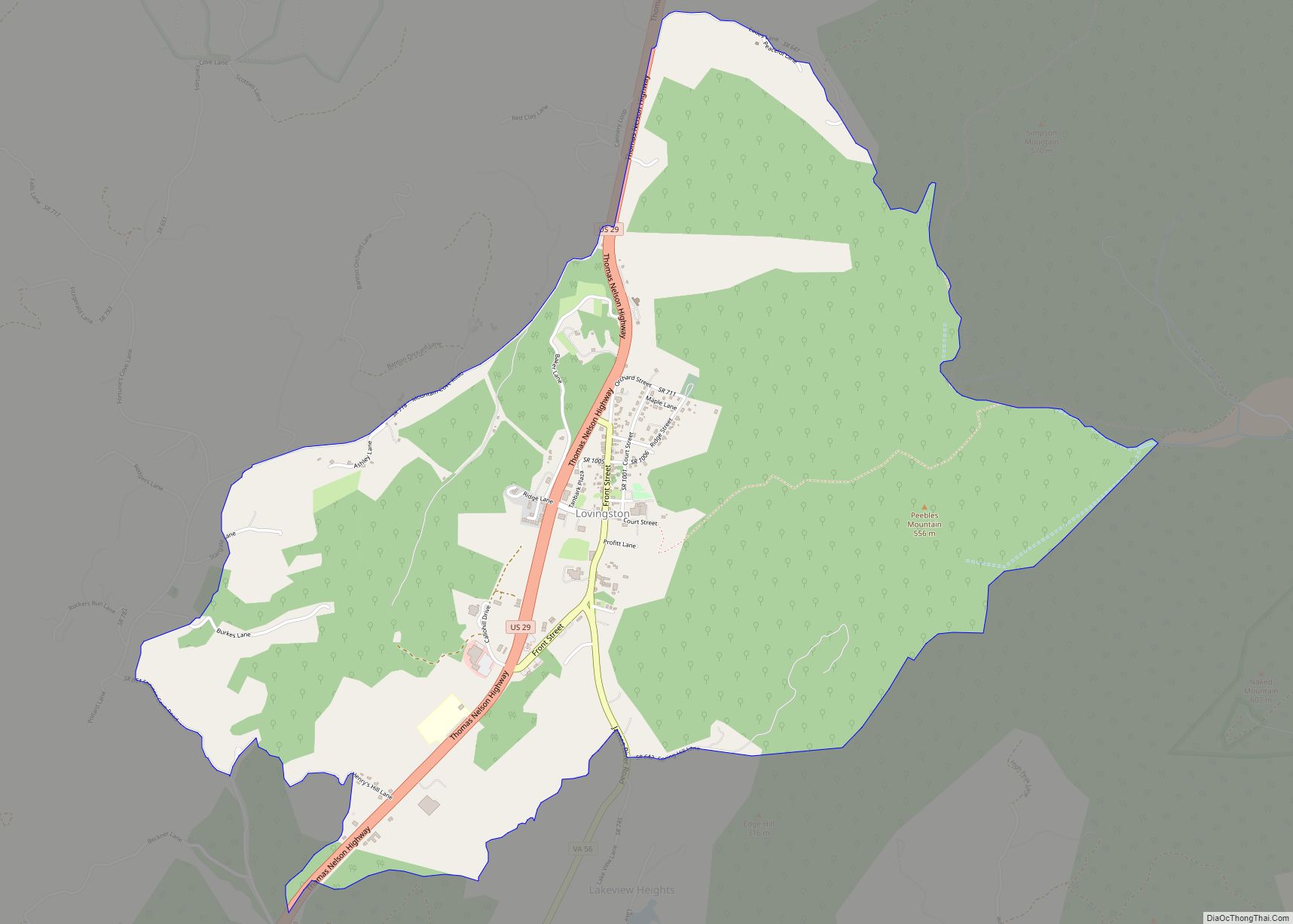 Map of Lovingston CDP