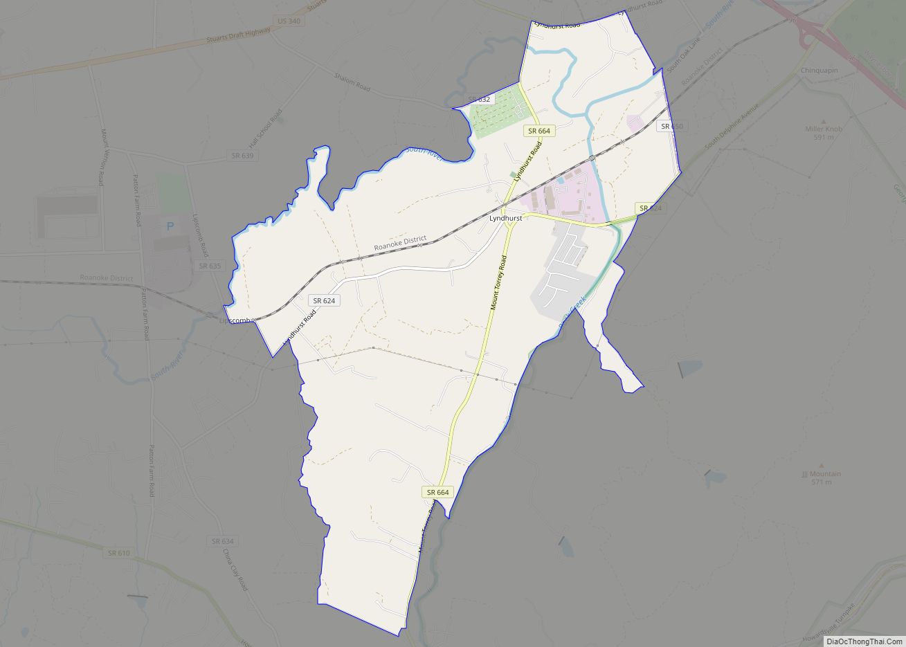 Map of Lyndhurst CDP, Virginia