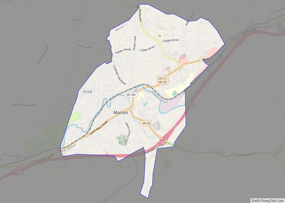 Map of Marion town, Virginia