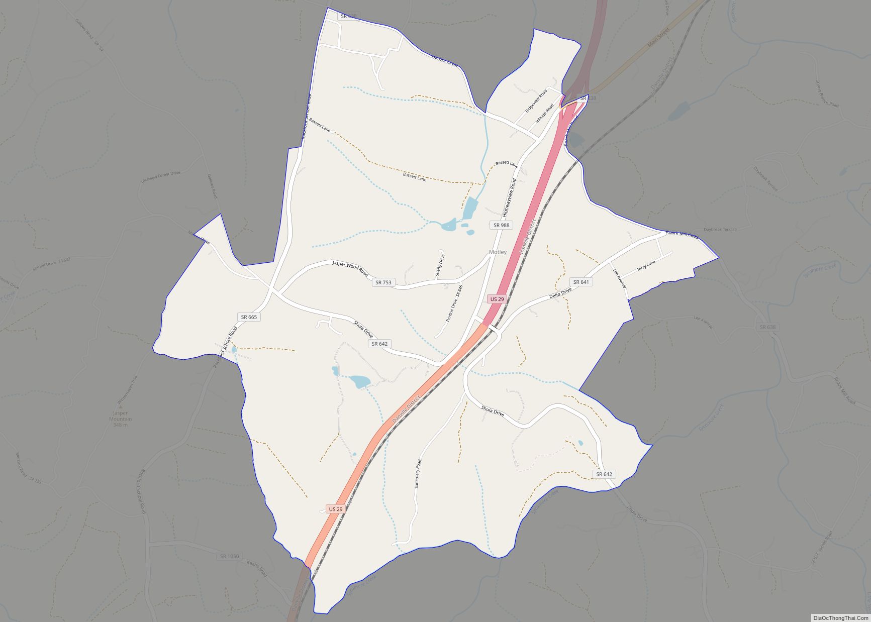 Map of Motley CDP, Virginia