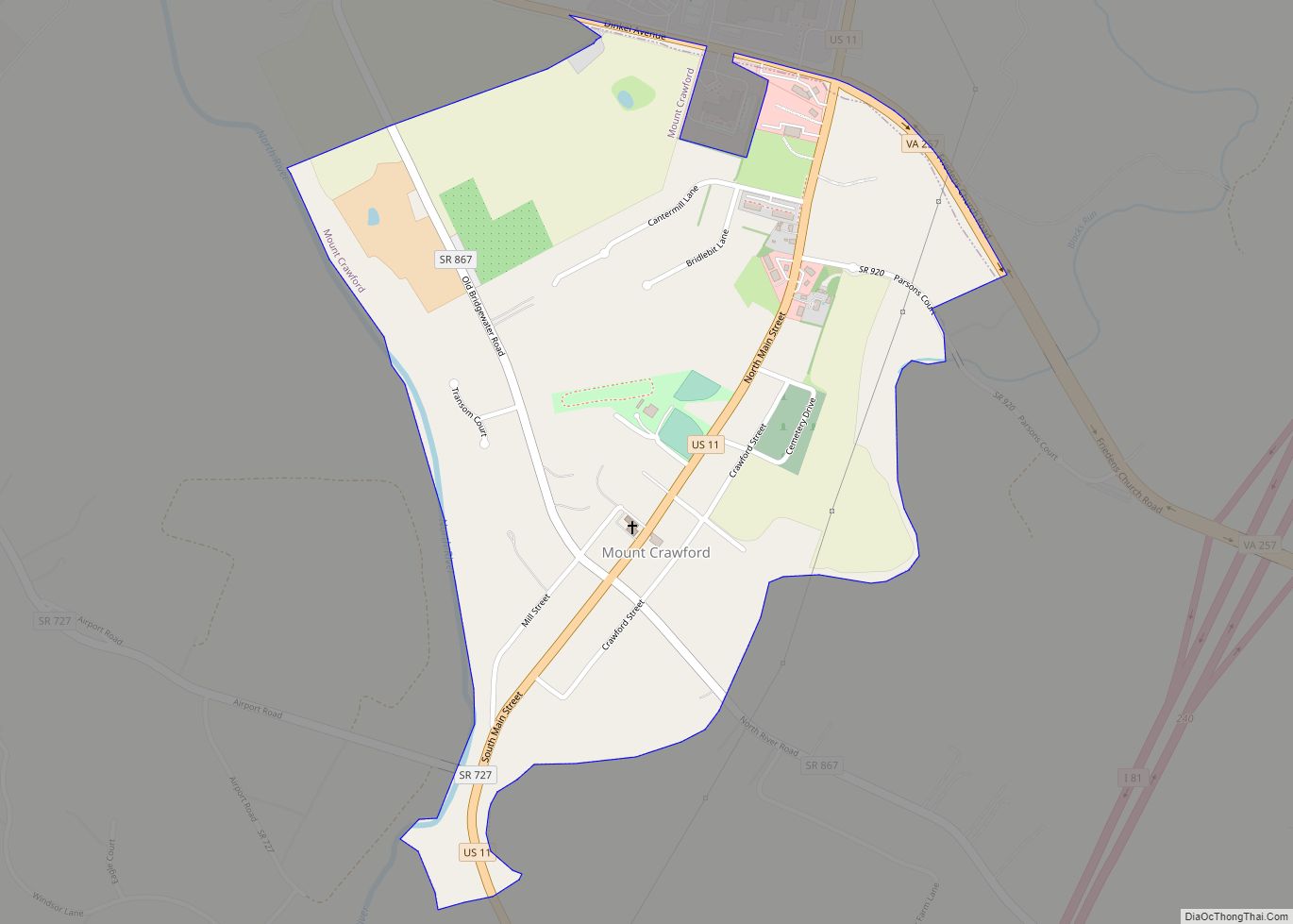 Map of Mount Crawford town