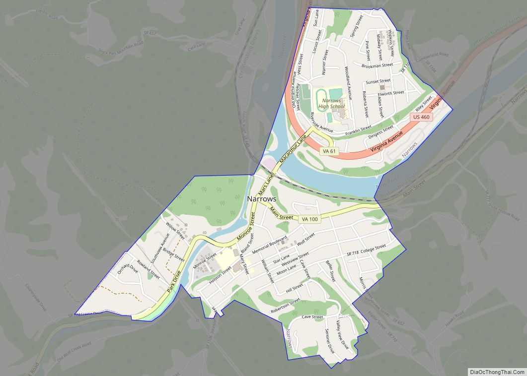 Map of Narrows town