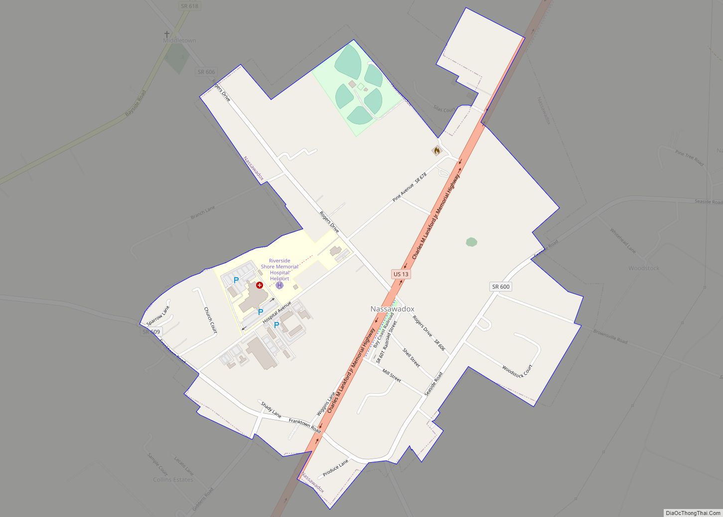 Map of Nassawadox town