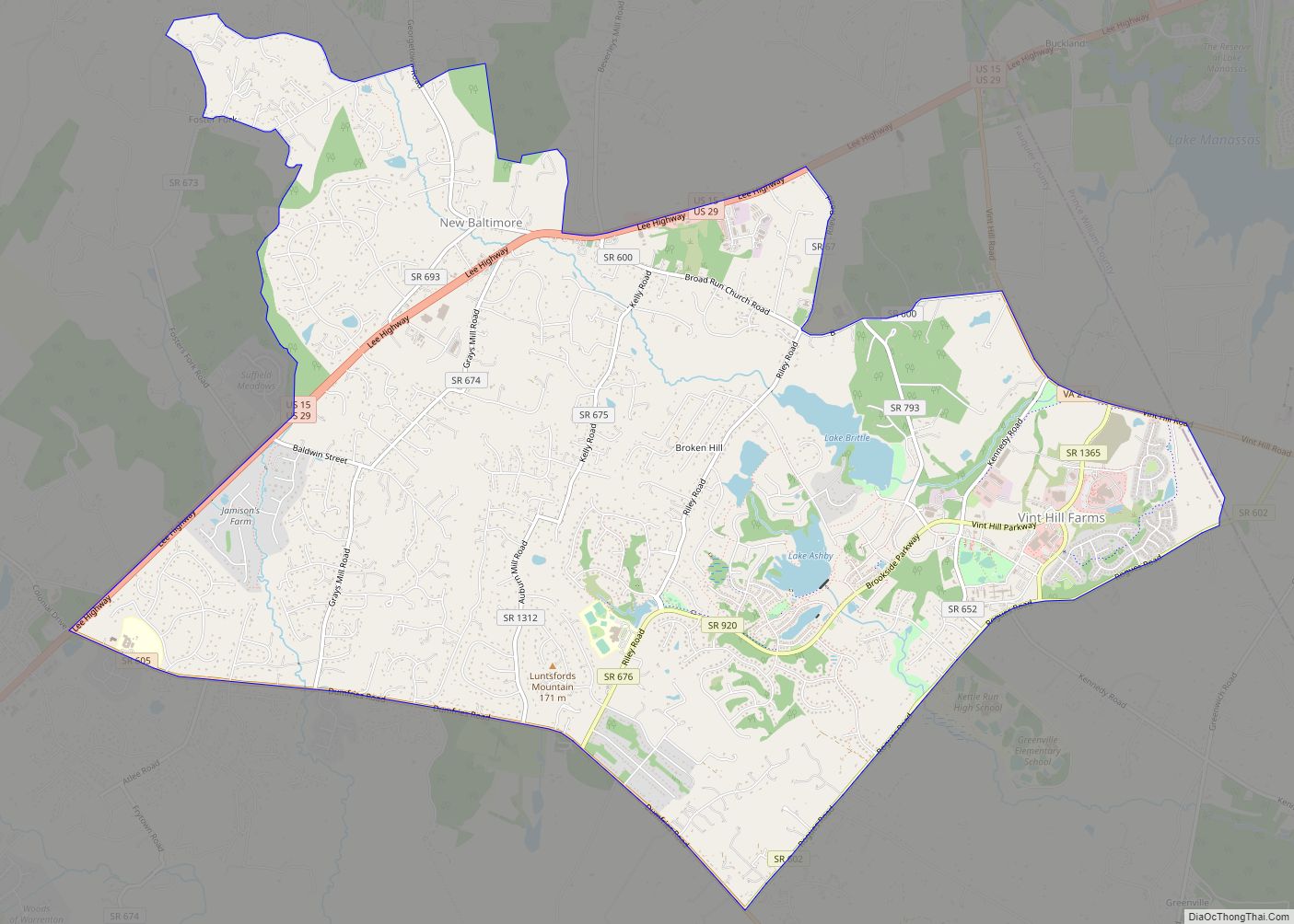 Map of New Baltimore CDP, Virginia