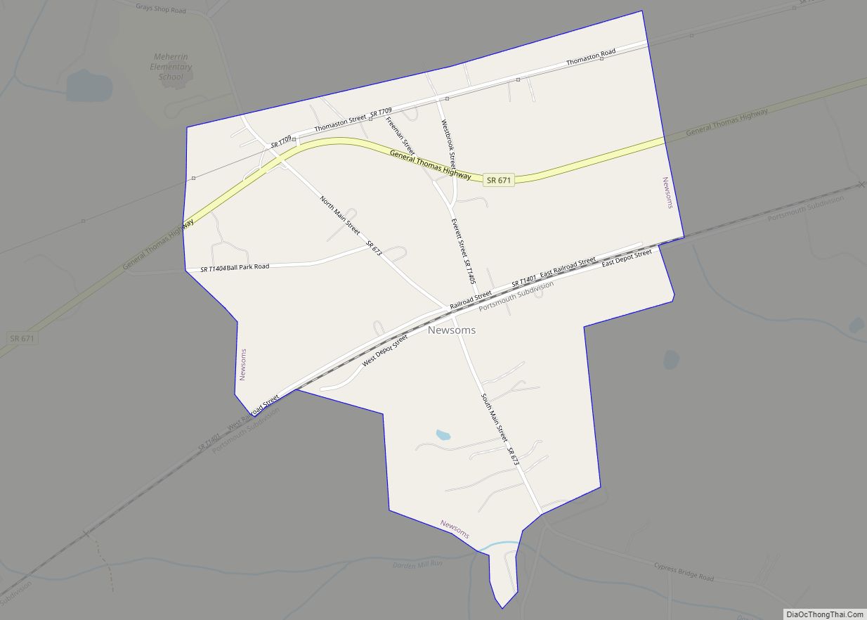 Map of Newsoms town
