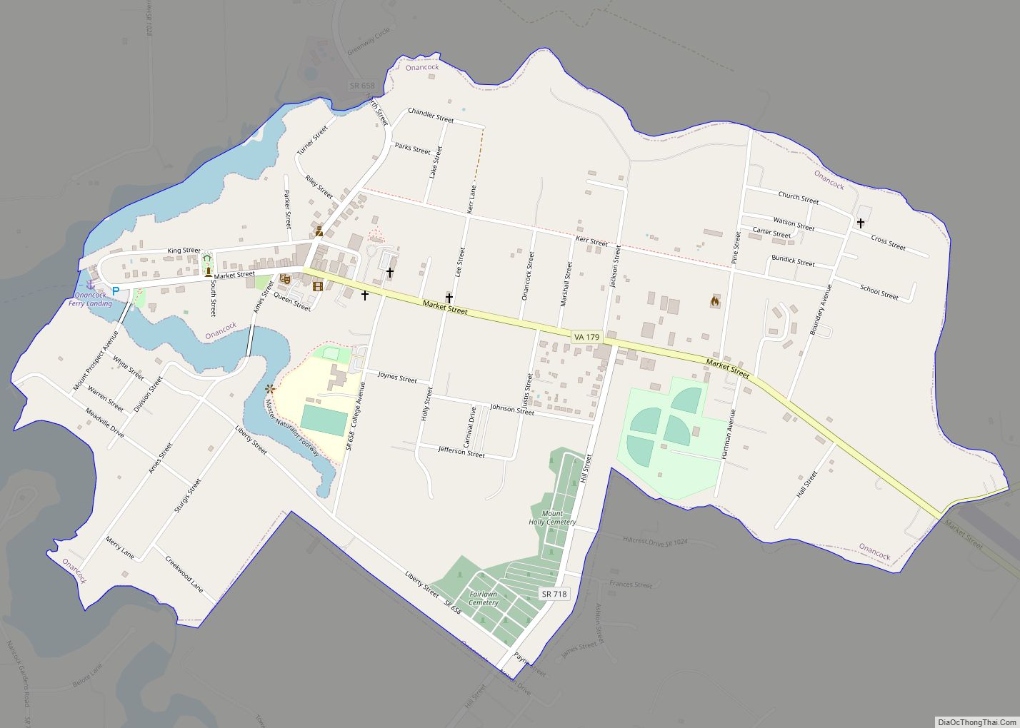 Map of Onancock town