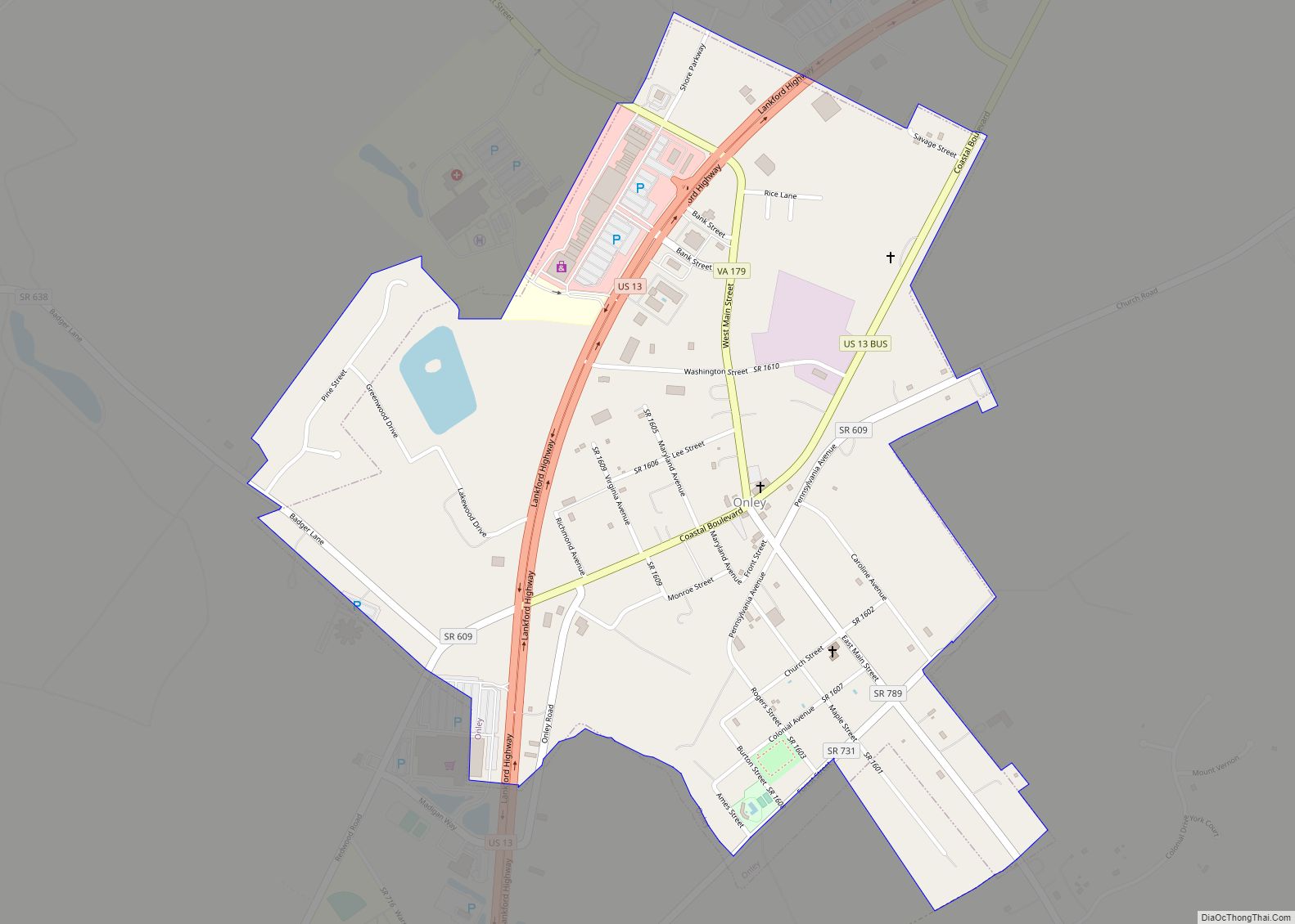 Map of Onley town