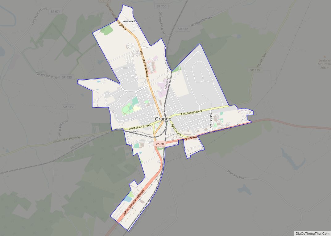 Map of Orange town, Virginia