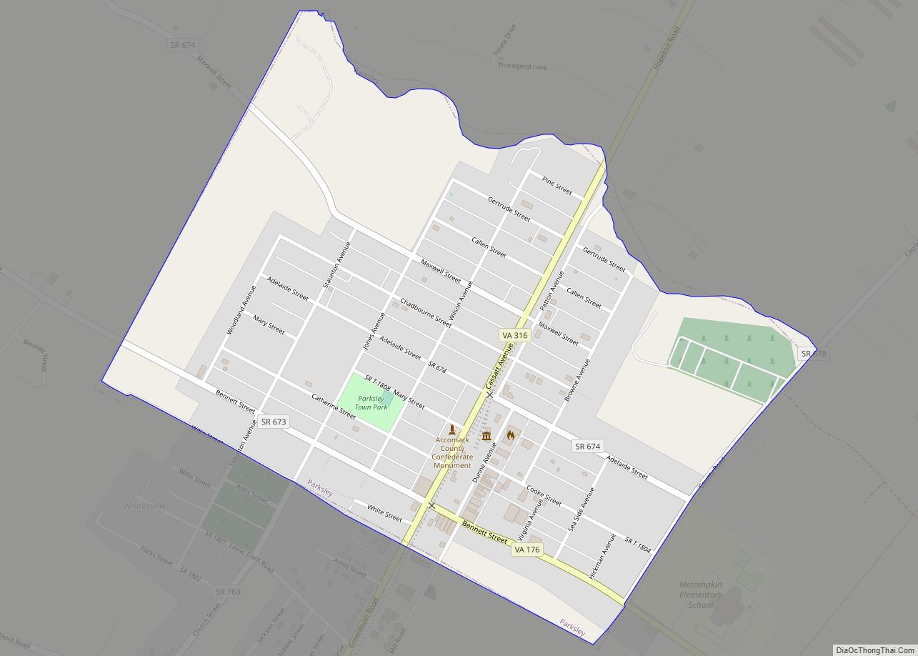 Map of Parksley town