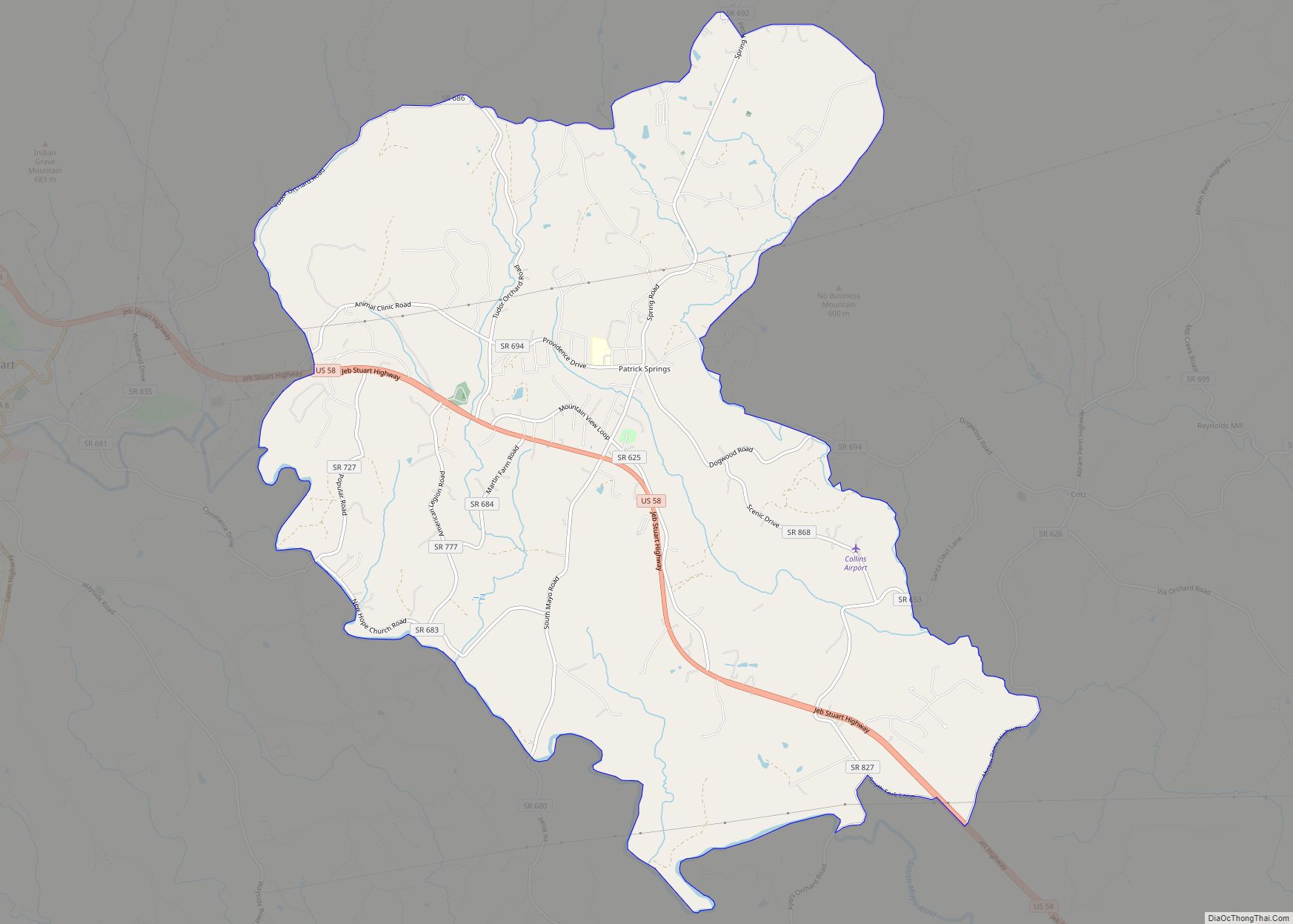 Map of Patrick Springs CDP
