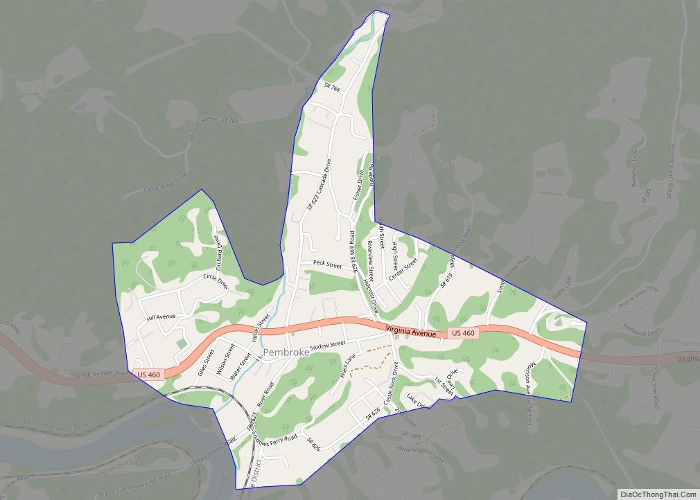 Map of Pembroke town, Virginia