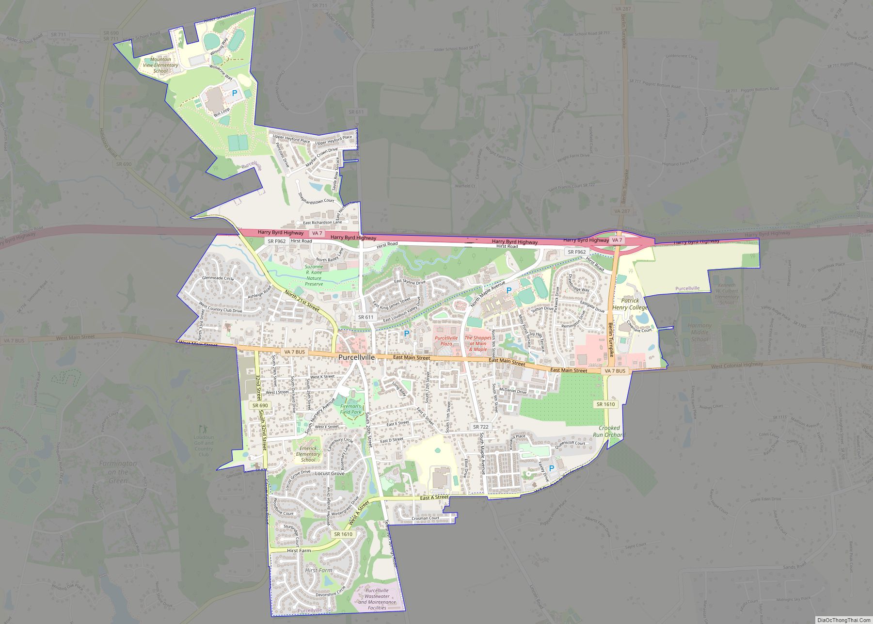 Map of Purcellville town