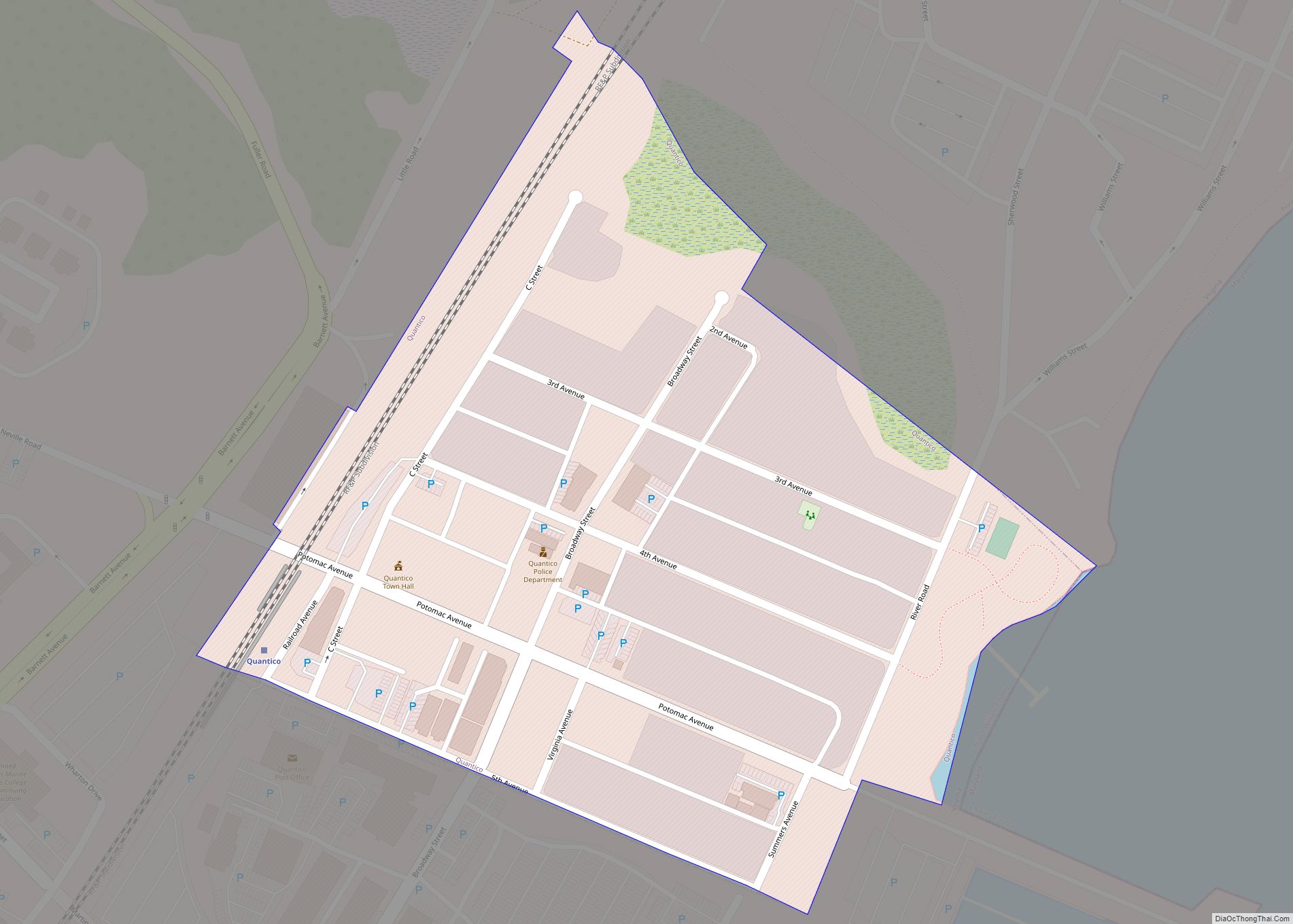 Map of Quantico town, Virginia