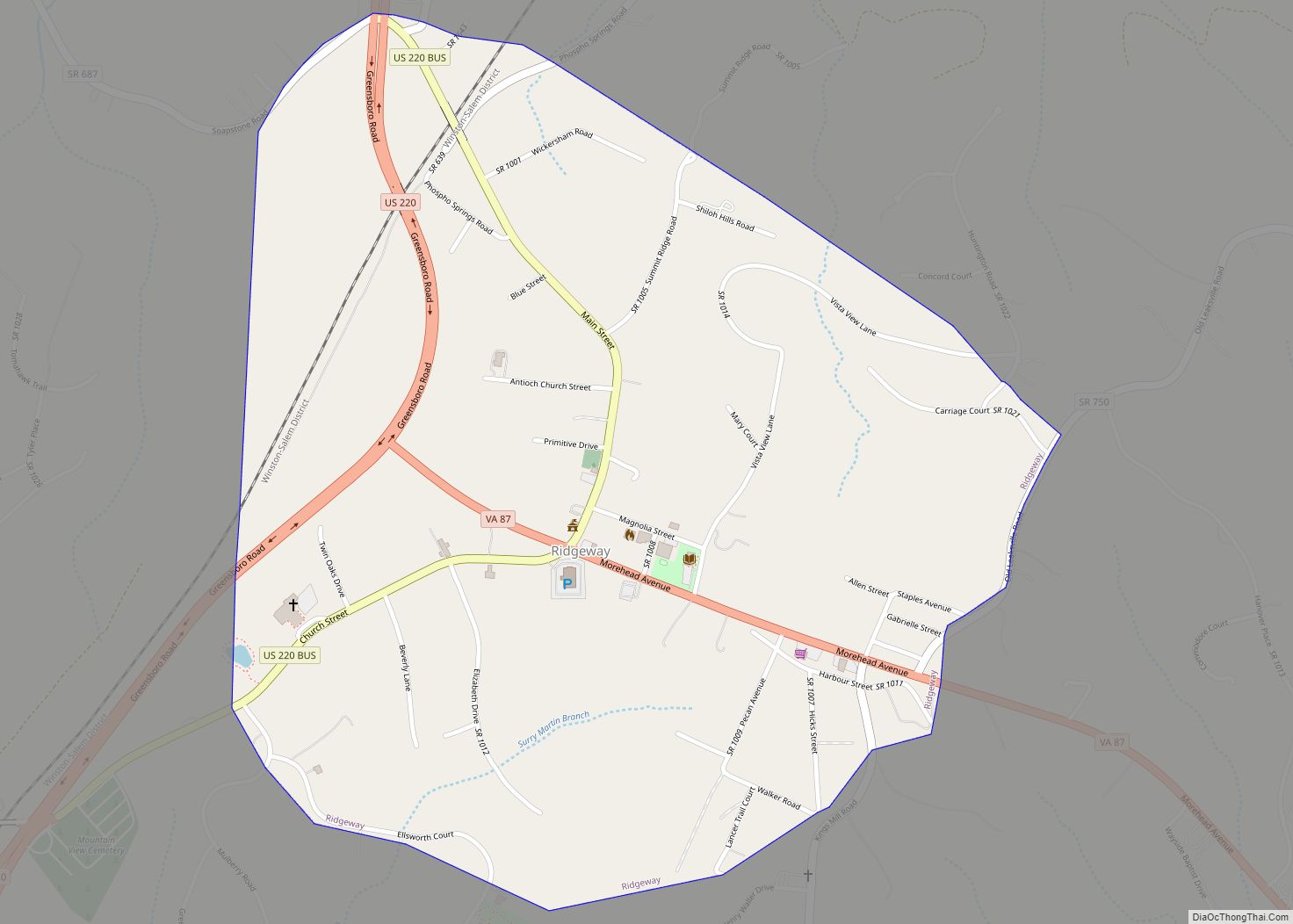 Map of Ridgeway town, Virginia