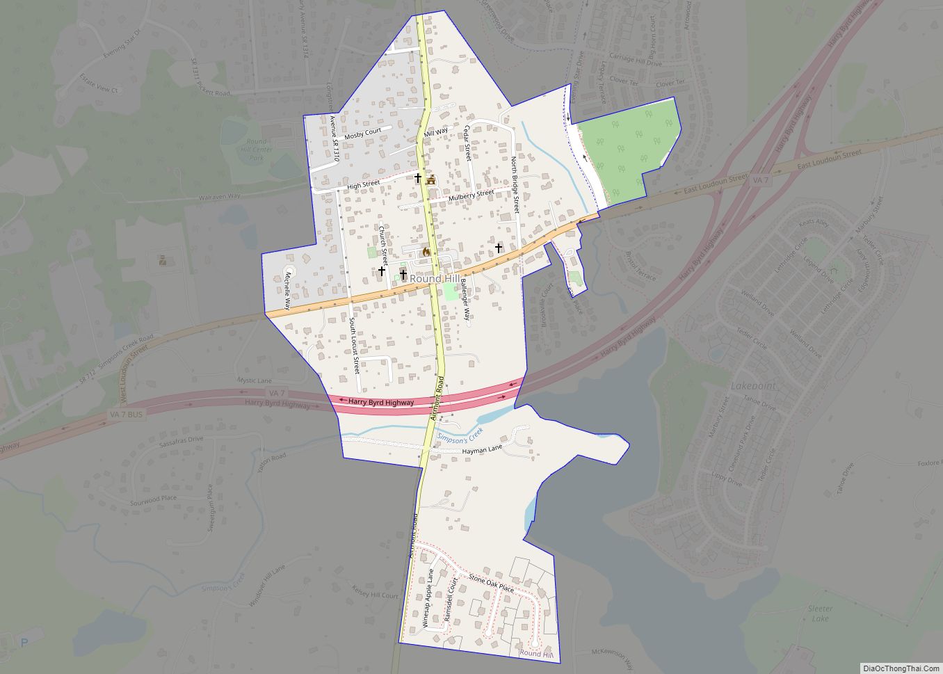 Map of Round Hill town