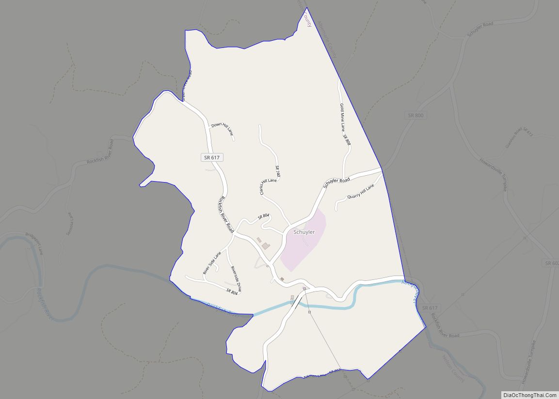 Map of Schuyler CDP, Virginia