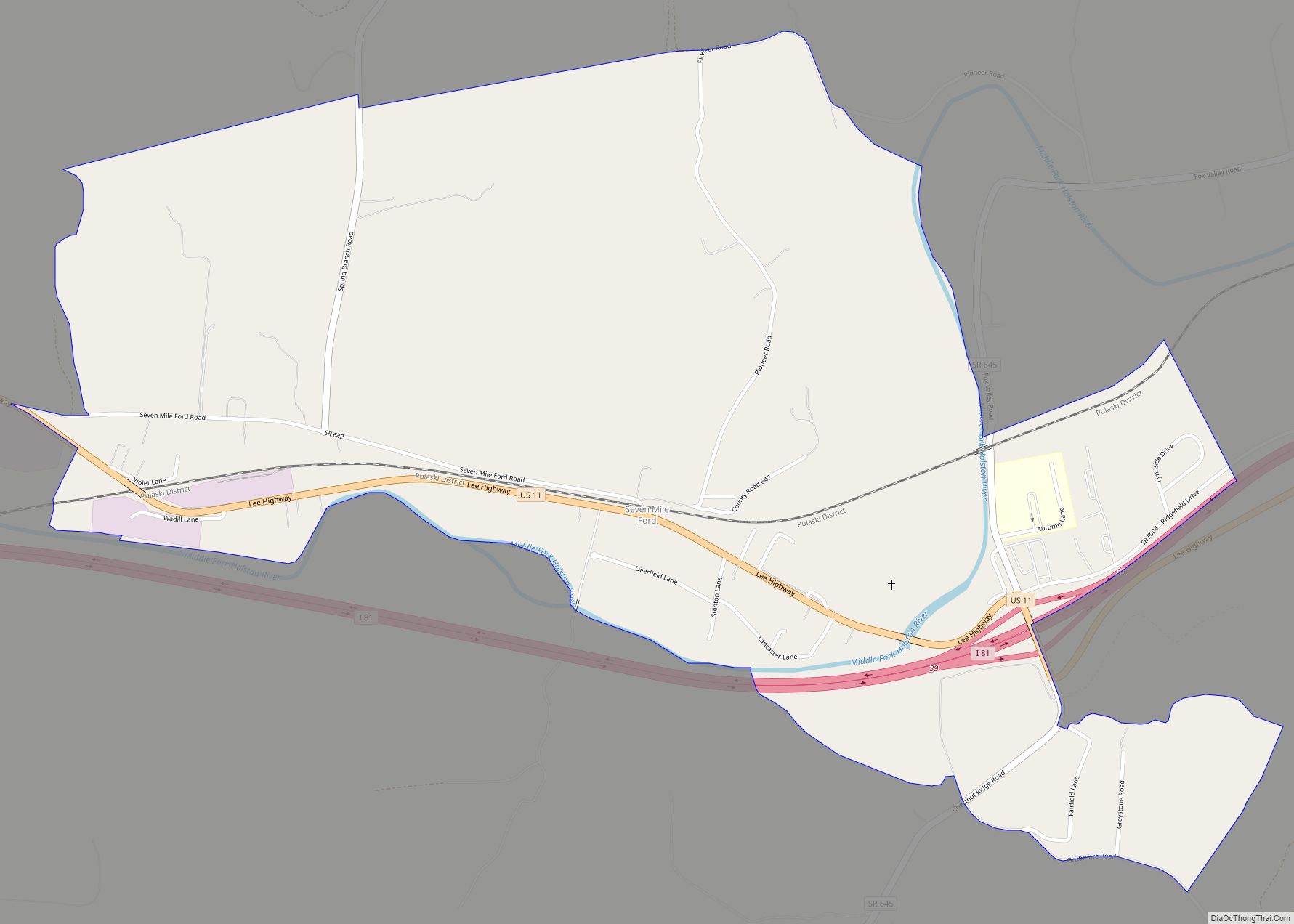 Map of Seven Mile Ford CDP