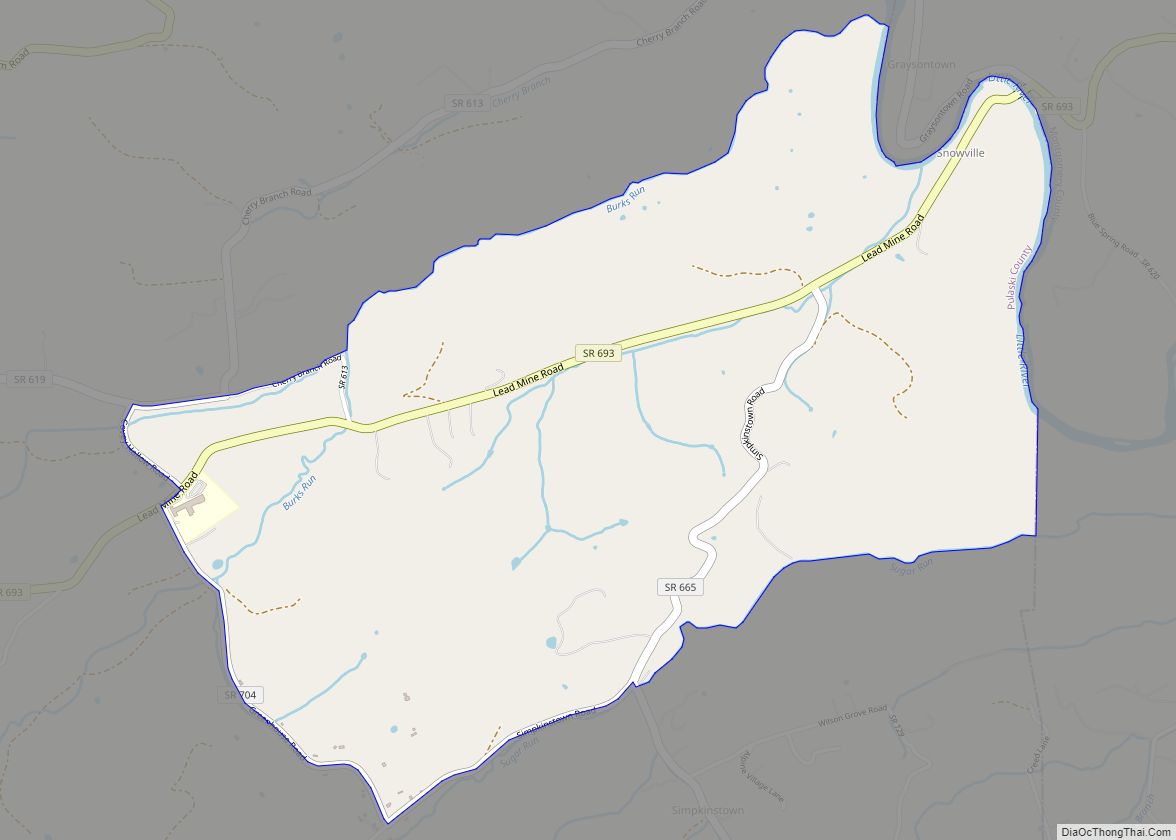 Map of Snowville CDP, Virginia