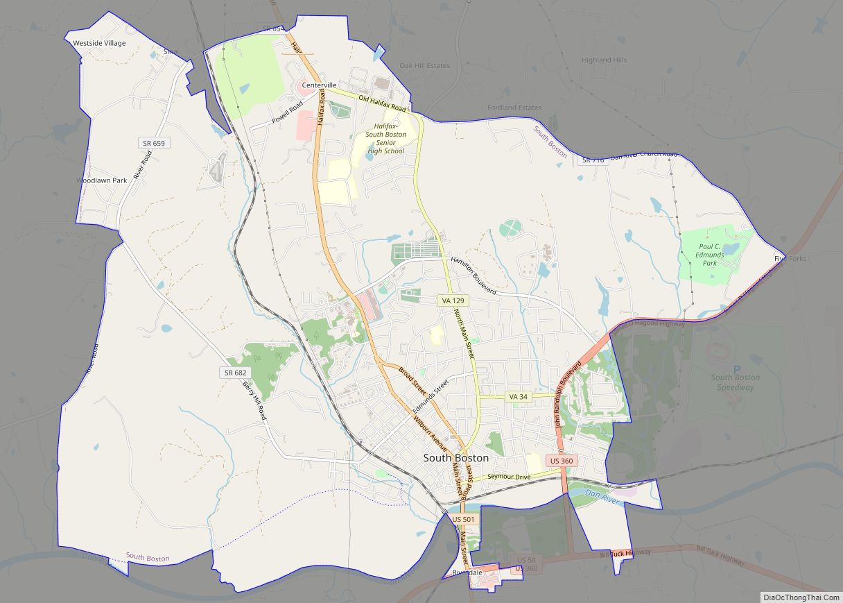 Map of South Boston town