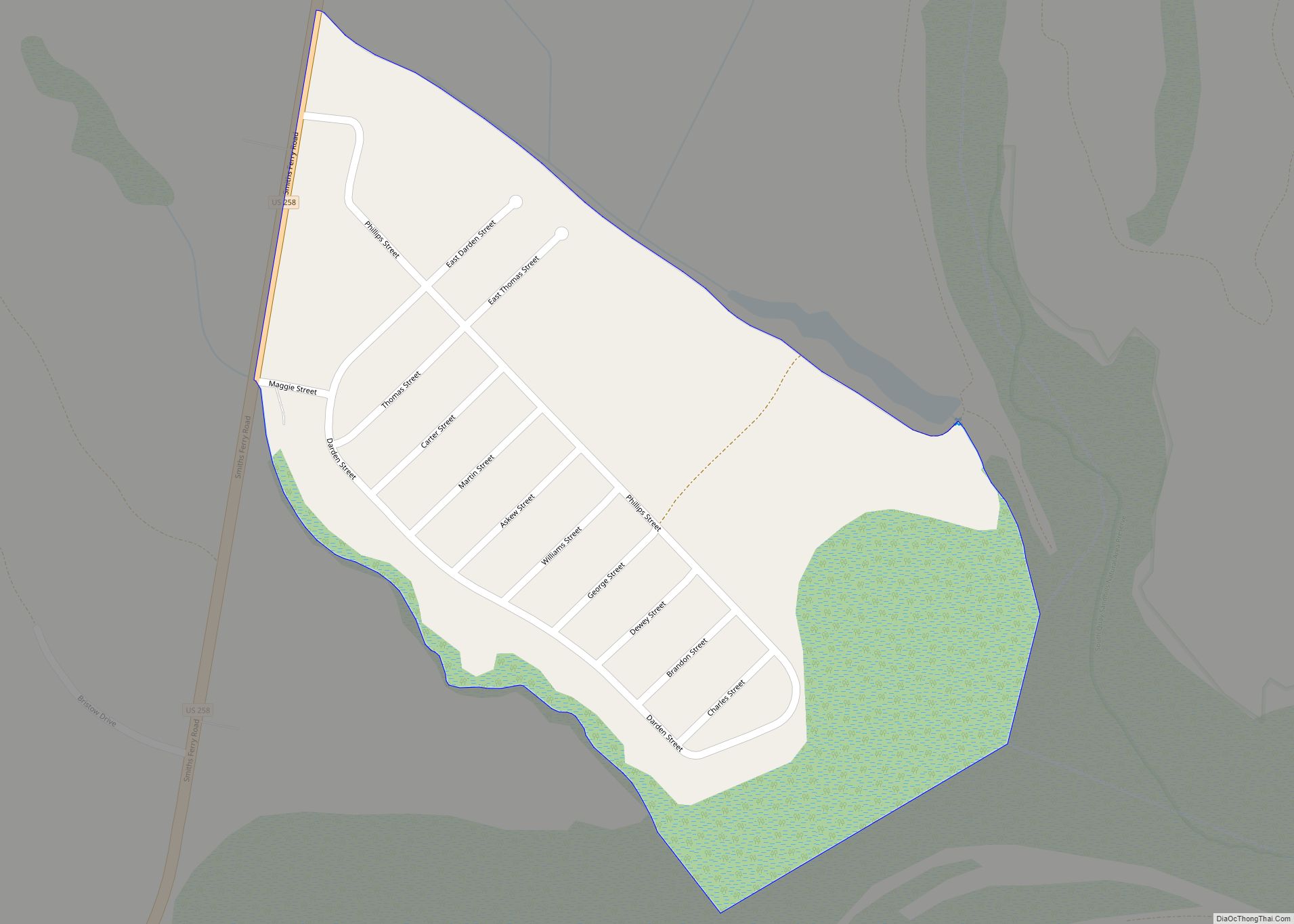 Map of Southampton Meadows CDP