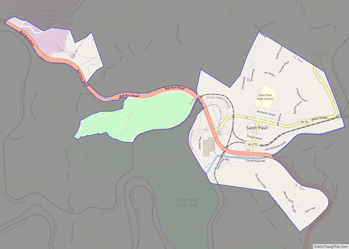 Map of St. Paul town, Virginia