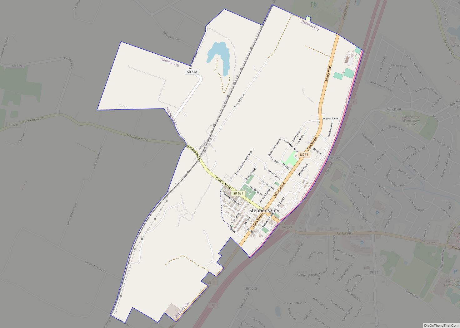 Map of Stephens City town